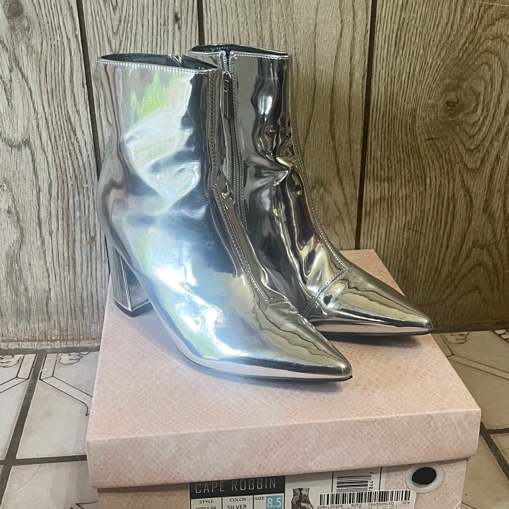 Cape Robbin Metallic Silver Ankle Booties